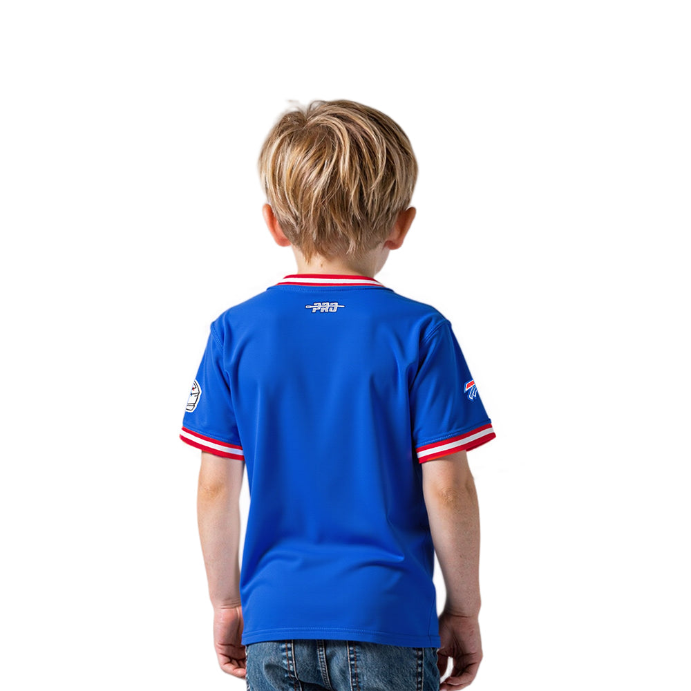 NFL BUFFALO BILLS CLASSIC LITTLE BOYS SHORT SLEEVE STRIPED RIB TEE (ROYAL BLUE/RED)