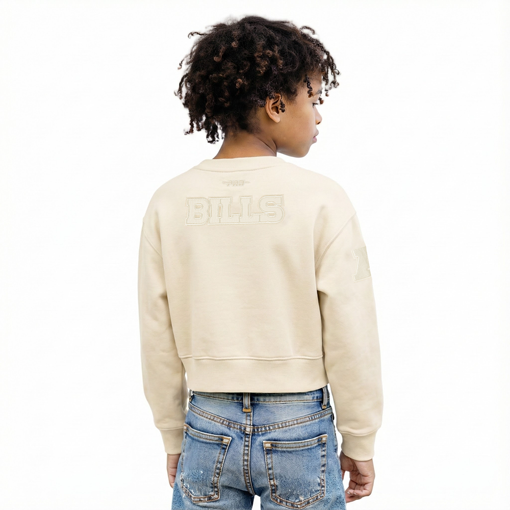 NFL BUFFALO BILLS NEUTRAL LITTLE GIRLS  FLEECE CREWNECK (EGGSHELL)