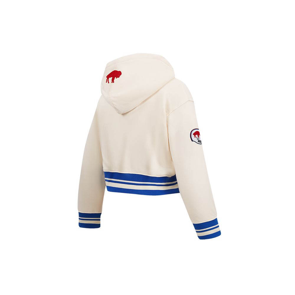 NFL BUFFALO BILLS RETRO CLASSIC LITTLE GIRL'S RIB FLC PO HOODIE (EGGSHELL/ROYAL BLUE)