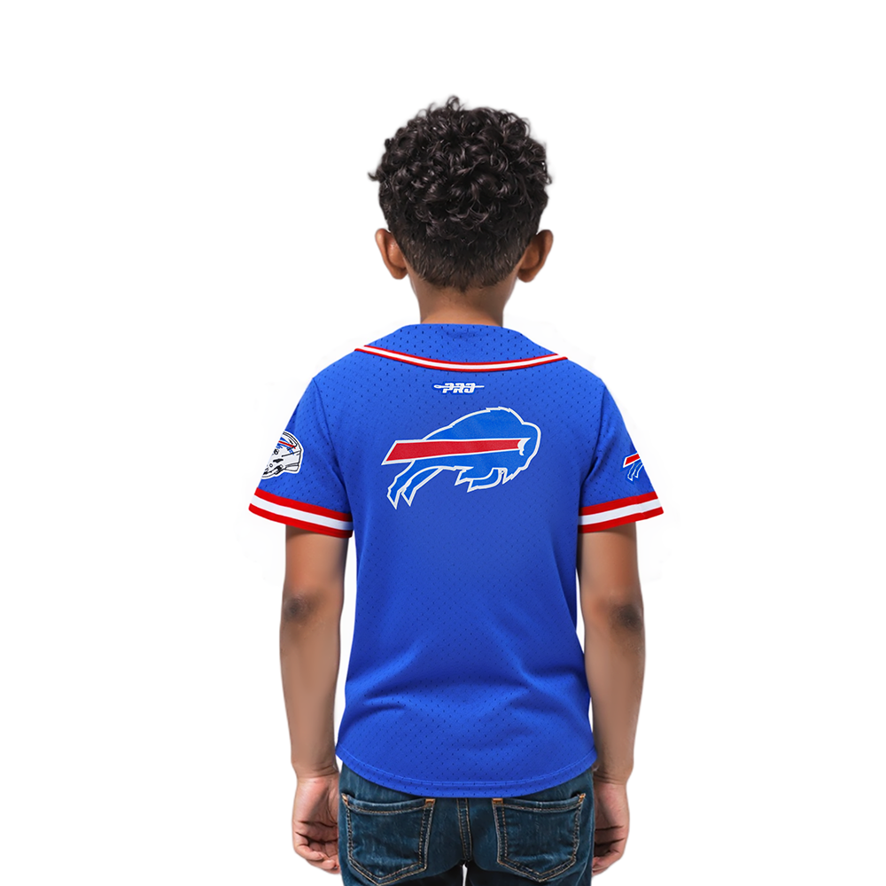 NFL BUFFALO BILLS CLASSIC TODDLER BOYS MESH BUTTON DOWN SHIRT (ROYAL BLUE/RED)