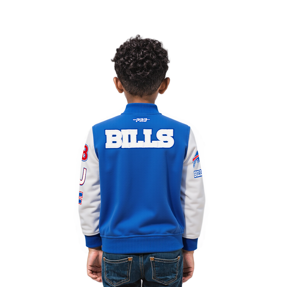 NFL BUFFALO BILLS CLASSIC TODDLER BOYS WOOL VARSITY JACKET (ROYAL BLUE/WHITE)