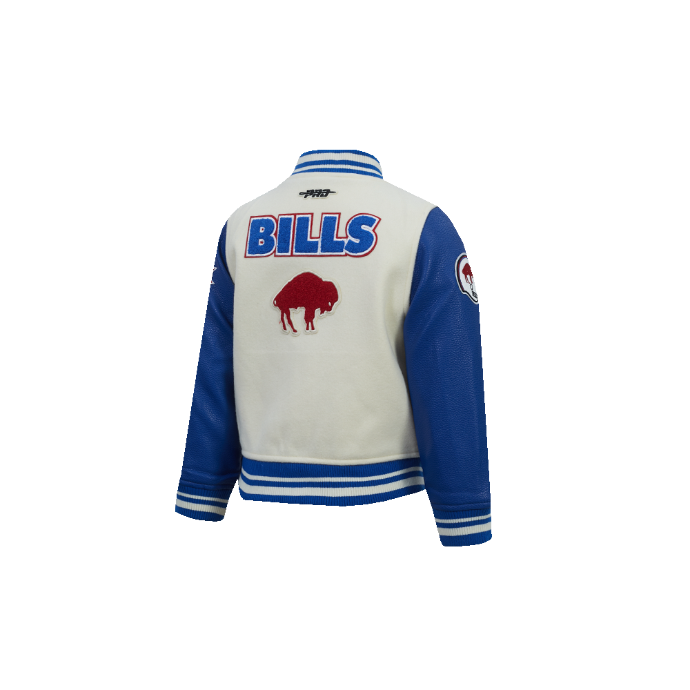 NFL BUFFALO BILLS RETRO CLASSICS TODDLER BOY'S RIB WOOL VARSITY JACKET (EGGSHELL/ROYAL BLUE)