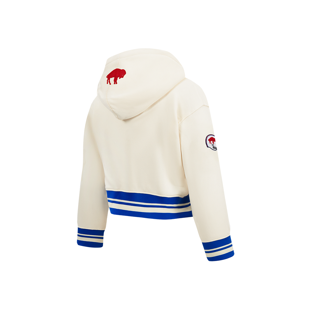 NFL BUFFALO BILLS RETRO CLASSIC TODDLER GIRL'S RIB FLC PO HOODIE (EGGSHELL/ROYAL BLUE)