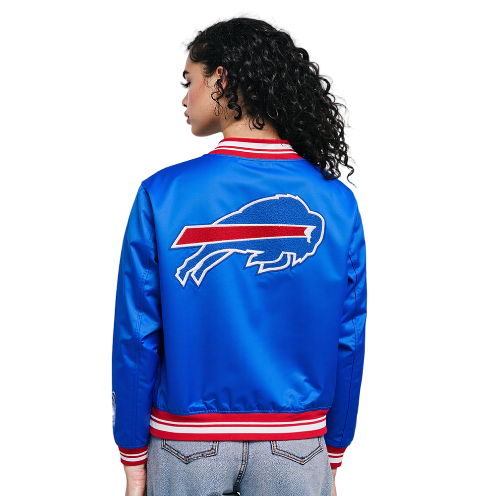 NFL BUFFALO BILLS MASHUP WOMEN'S RIB SATIN JACKET (ROYAL BLUE/RED)