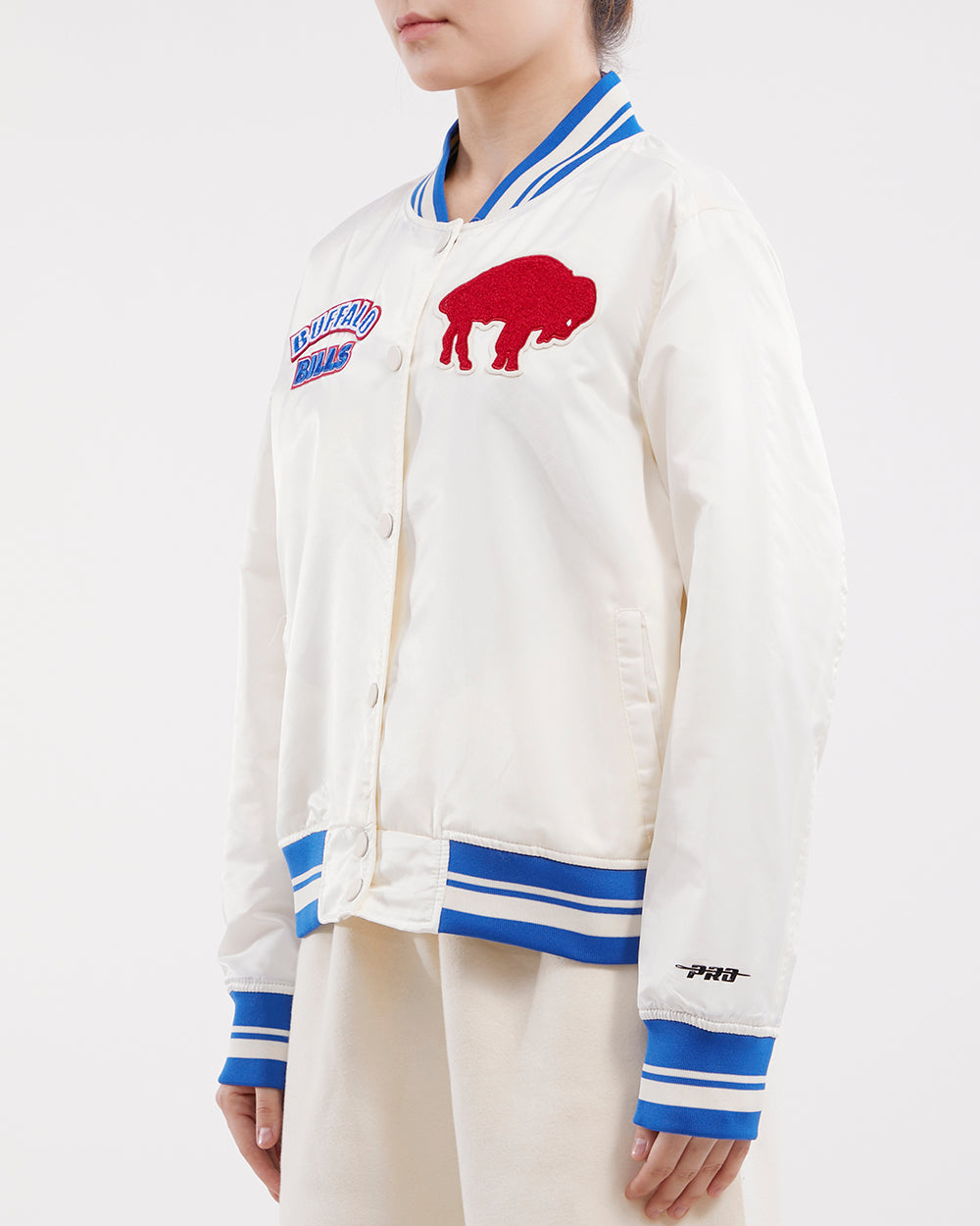 BUFFALO BILLS RETRO CLASSIC RIB WOOL VARSITY JACKET (EGGSHELL