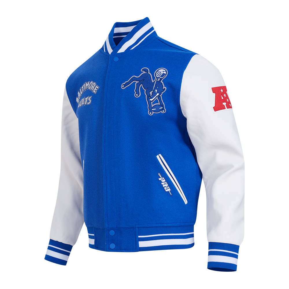 NFL BALTIMORE COLTS RETRO CLASSIC MEN'S RIB WOOL VARSITY JACKET (ROYAL BLUE/WHITE)