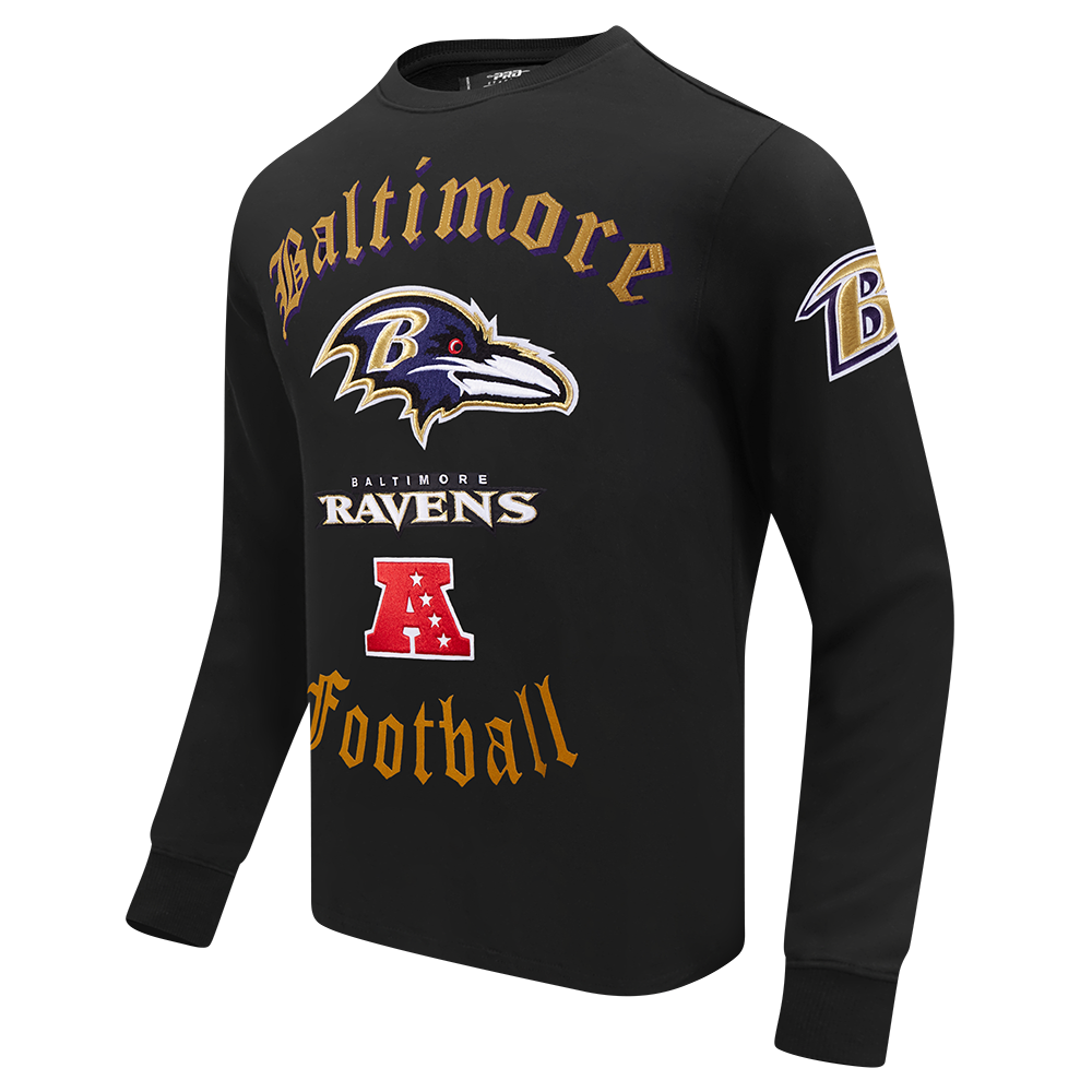 NFL BALTIMORE RAVENS OLD ENGLISH MEN'S CREWNECK (BLACK)