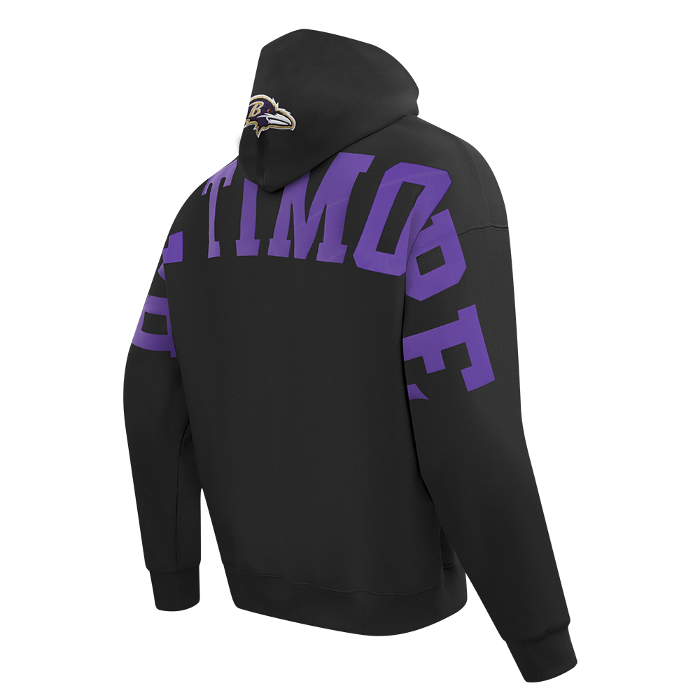 NFL BALTIMORE RAVENS WINGSPAN MEN'S DROP SHOULDER FLC PO HOODIE (BLACK)