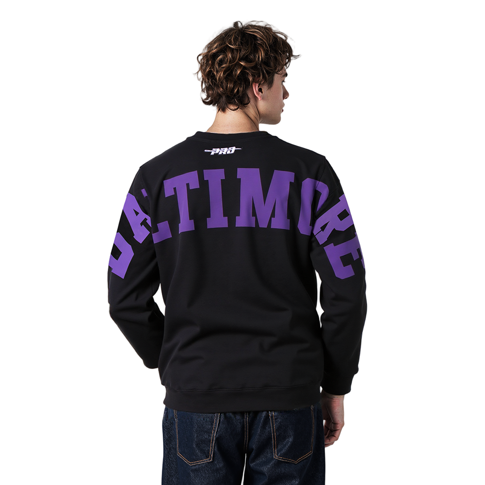 NFL BALTIMORE RAVENS WINGSPAN MEN'S DROP SHOULDER FLC CREWNECK (BLACK)