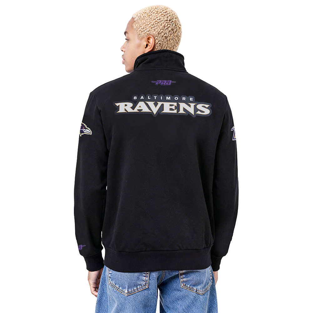 NFL BALTIMORE RAVENS CITY ARCH MEN'S FLC 1/4 ZIP (BLACK)