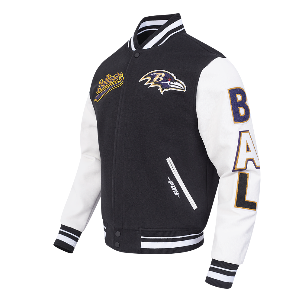 NFL BALTIMORE RAVENS SCRIPT TAIL MEN'S RIB WOOL VARSITY (BLACK/WHITE)