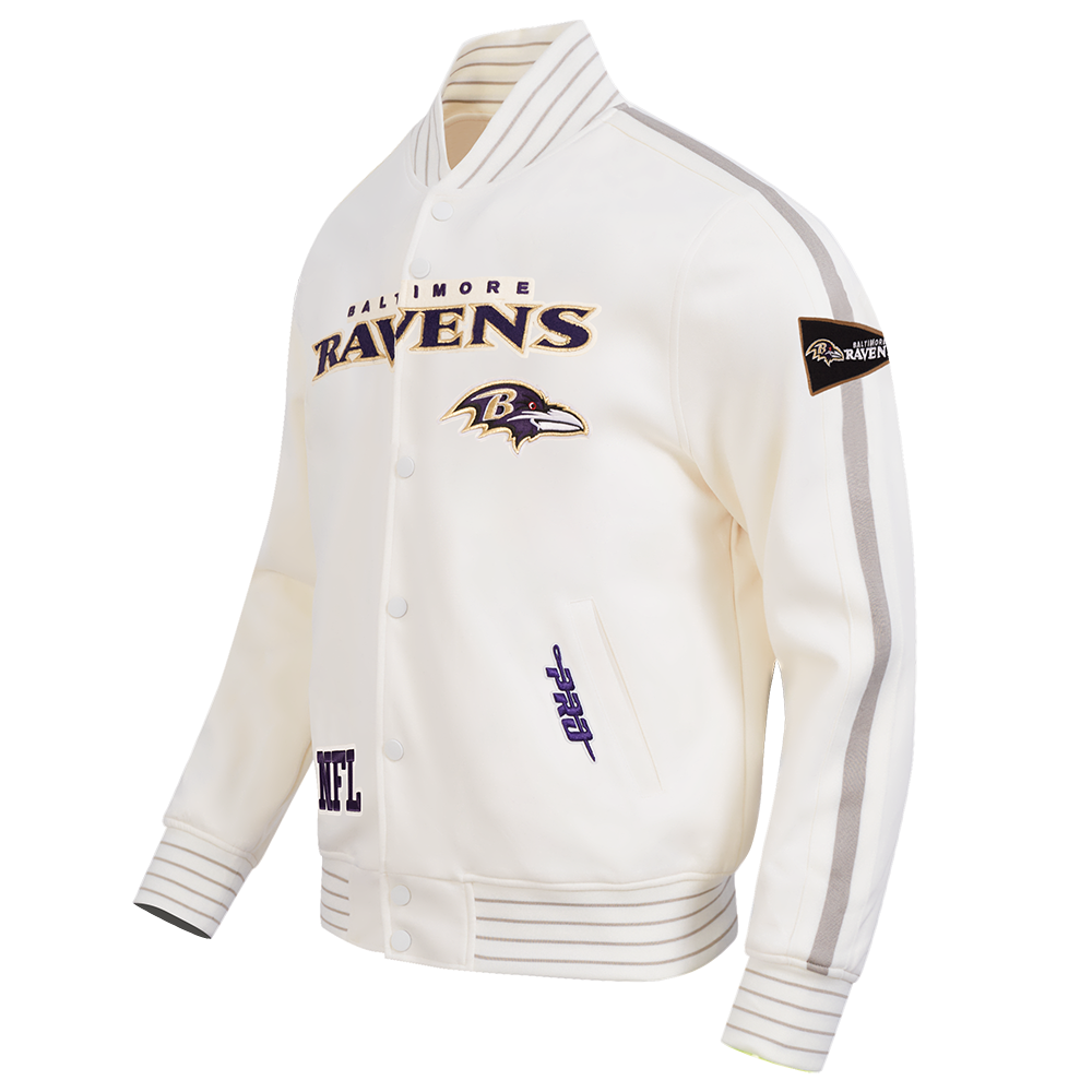 NFL BALTIMORE RAVENS PRO GAME DAY MEN'S DBL KNIT JACKET (EGGSHELL/TAUPE/EGGSHELL)