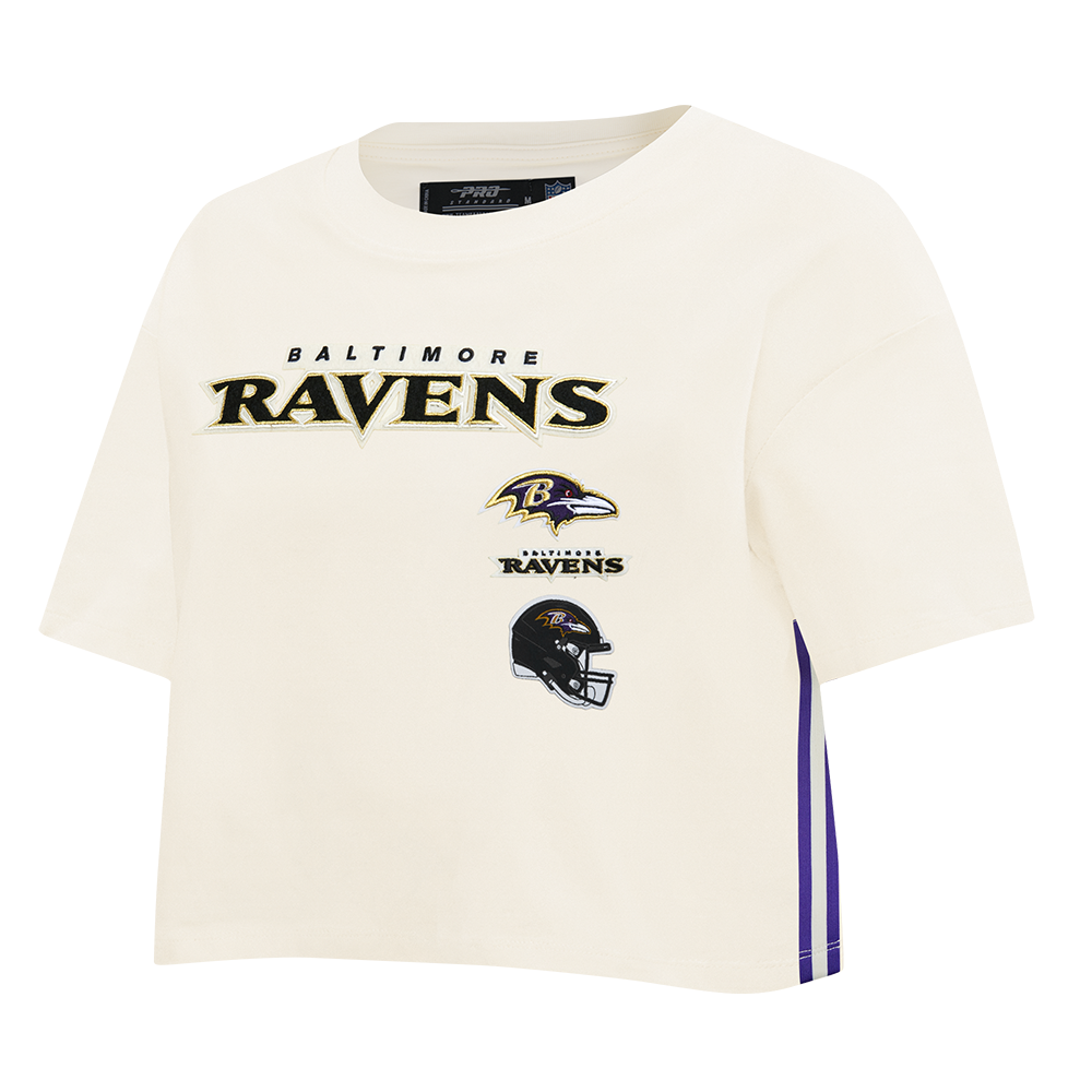 NFL BALTIMORE RAVENS RETRO CLASSIC WOMEN'S BOXY TEE (EGGSHELL)