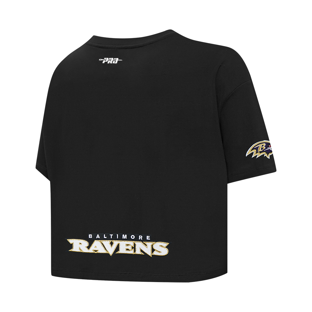 NFL BALTIMORE RAVENS LAMAR JACKSON #8 CLASSIC PNN WOMEN'S SJ BOXY TEE (BLACK)