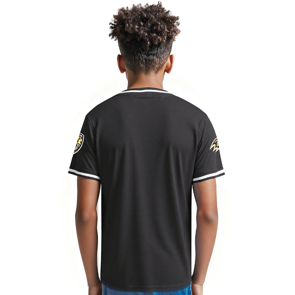 NFL BALTIMORE RAVENS CLASSIC BIG BOYS SHORT SLEEVE STRIPED RIB TEE (BLACK)