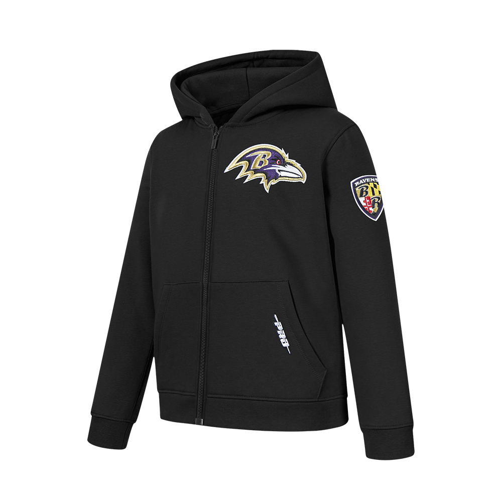 NFL BALTIMORE RAVENS CLASSIC BIG BOY'S FLC FZ PO HOODIE (BLACK)