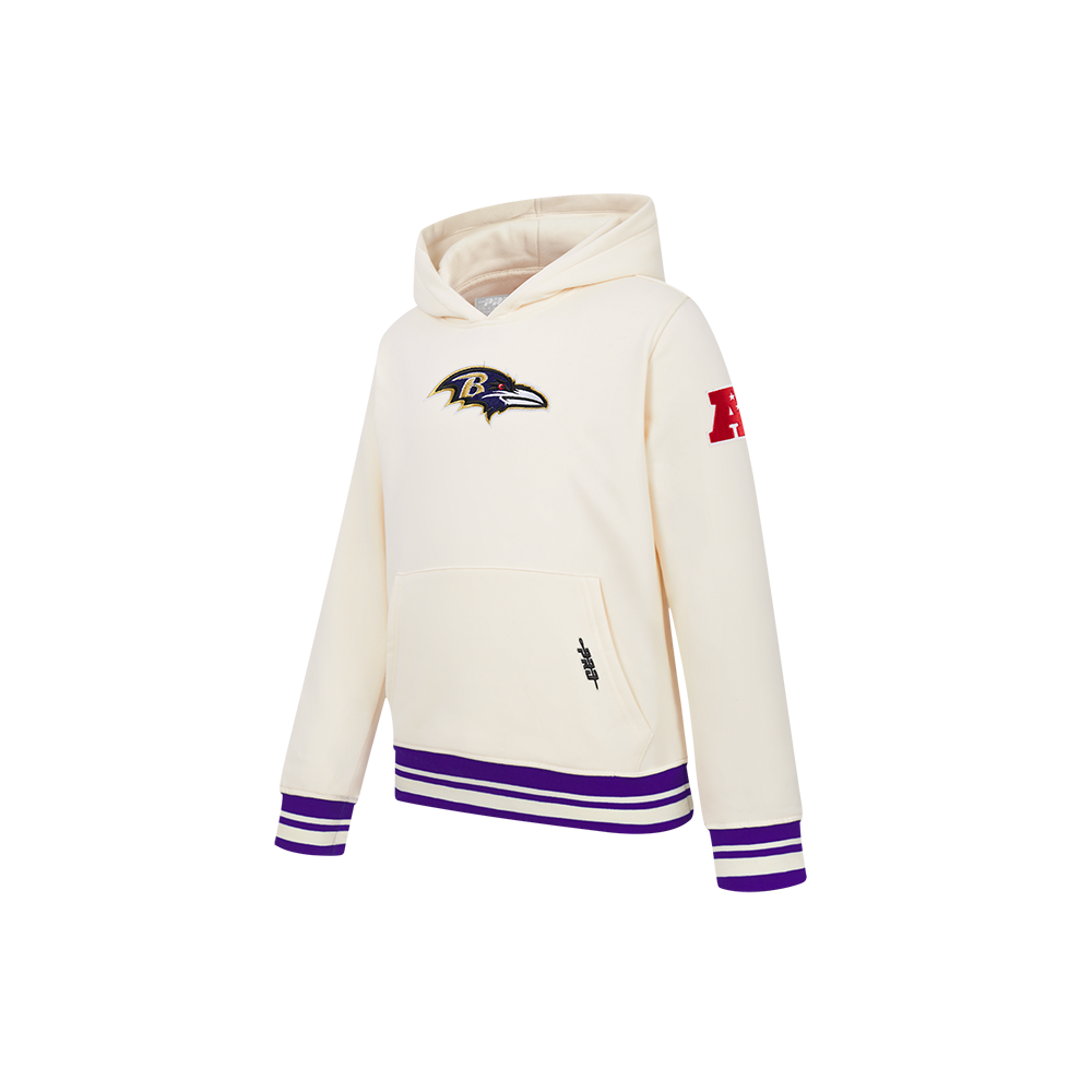 NFL BALTIMORE RAVENS RETRO CLASSIC BIG BOY'S RIB FLC PO HOODIE (EGGSHELL/ PURPLE)