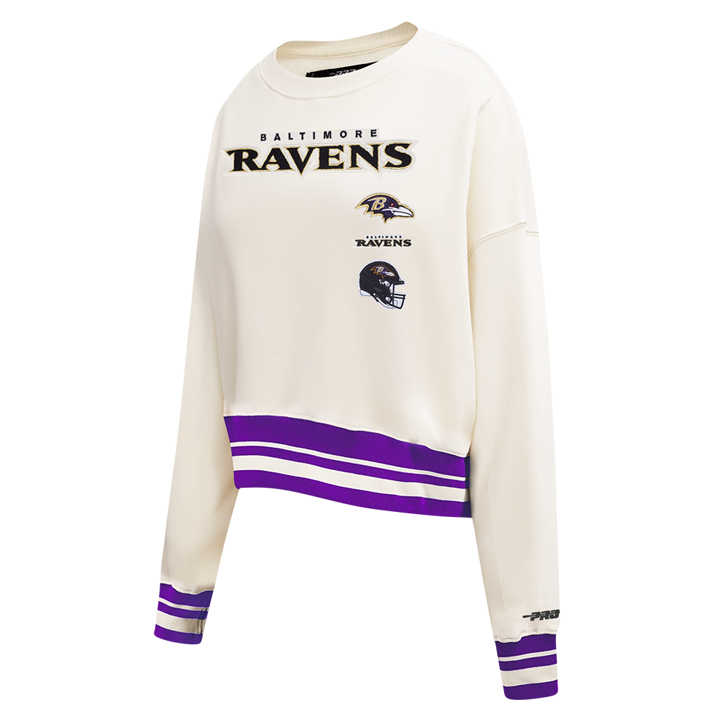 NFL BALTIMORE RAVENS RETRO CLASSIC WOMEN'S CREWNECK (EGGSHELL/ PURPLE)