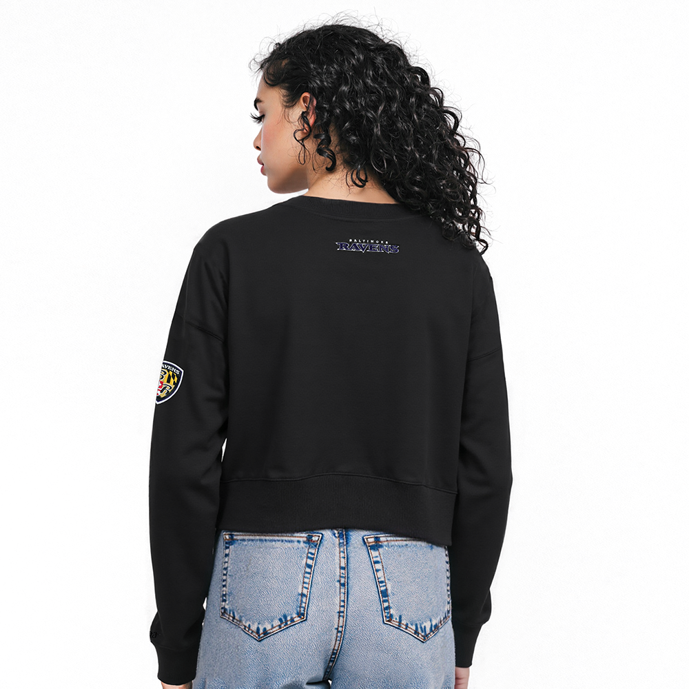 NFL BALTIMORE RAVENS CLASSIC WOMEN'S FLC CREWNECK (BLACK)