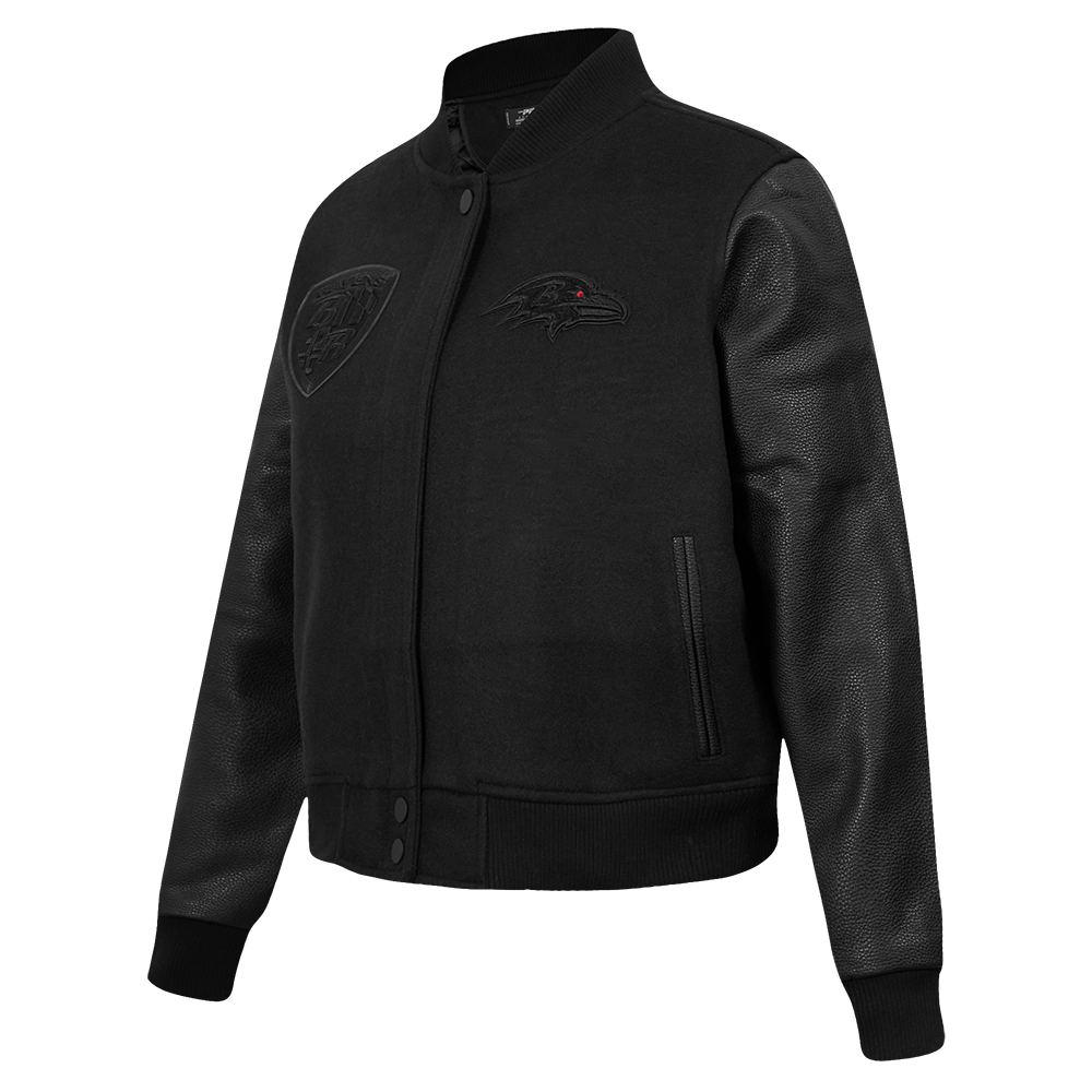NFL BALTIMORE RAVENS TRIPLE BLACK WOMEN'S WOOL VARSITY JACKET (TRIPLE BLACK)