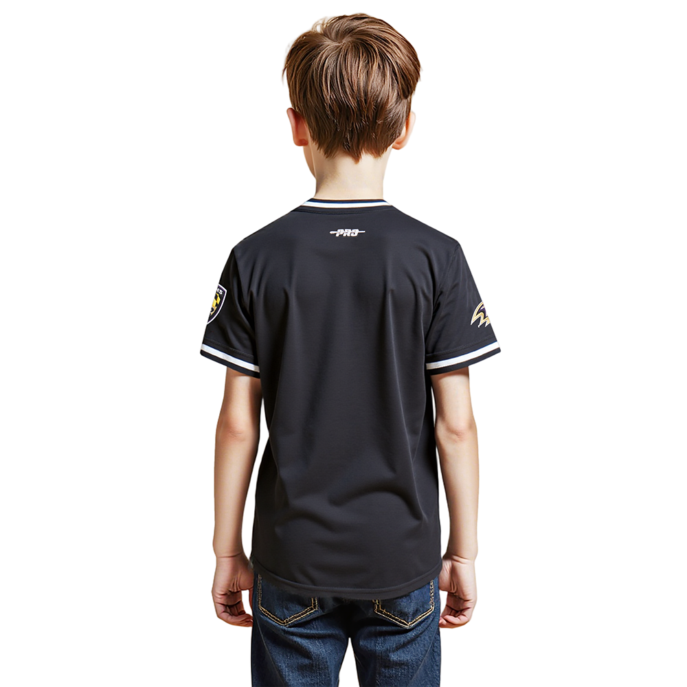 NFL BALTIMORE RAVENS CLASSIC LITTLE BOYS SHORT SLEEVE STRIPED RIB TEE (BLACK)