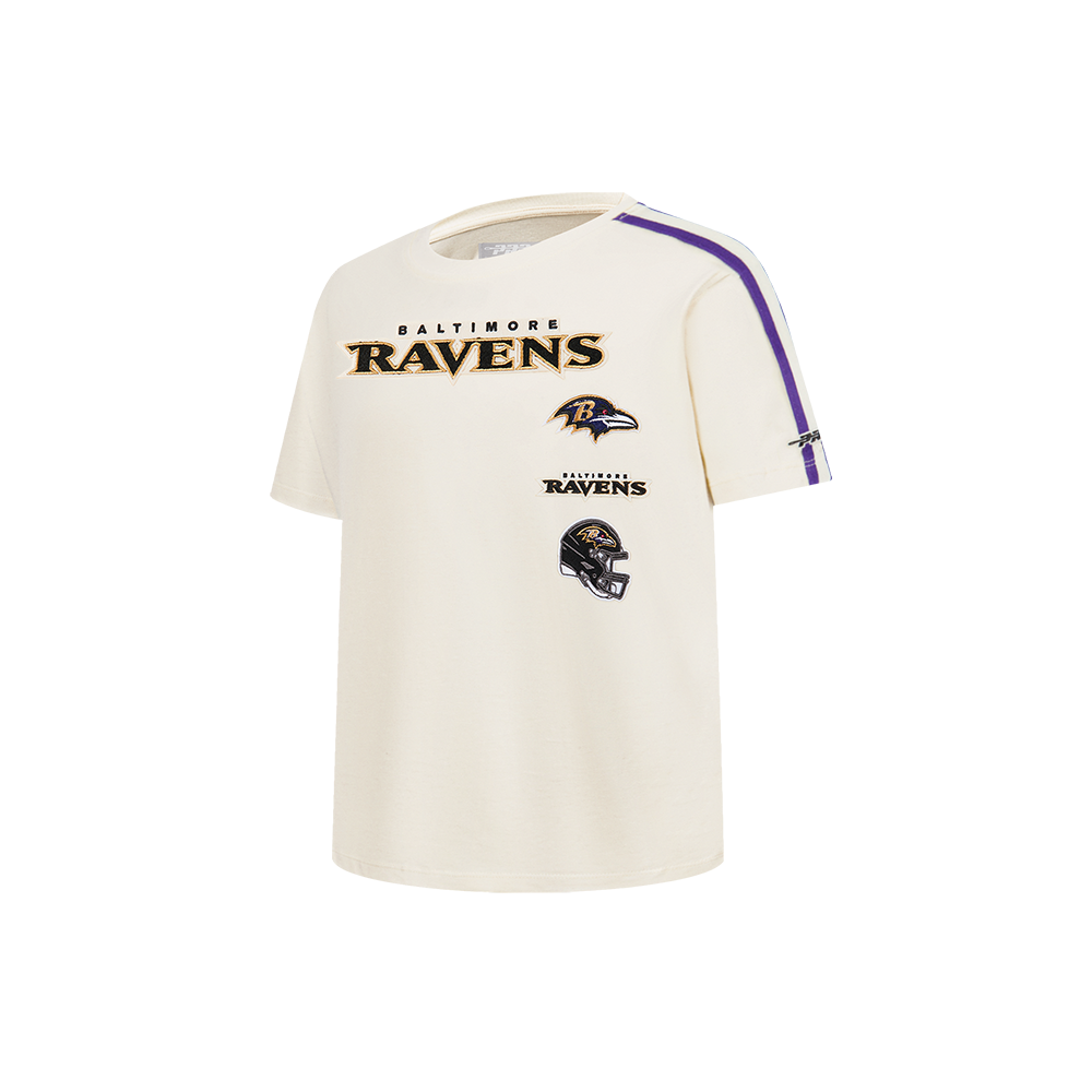 NFL BALTIMORE RAVENS RETRO CLASSIC LITTLE BOY'S SS TAPING TEE (EGGSHELL/ PURPLE)