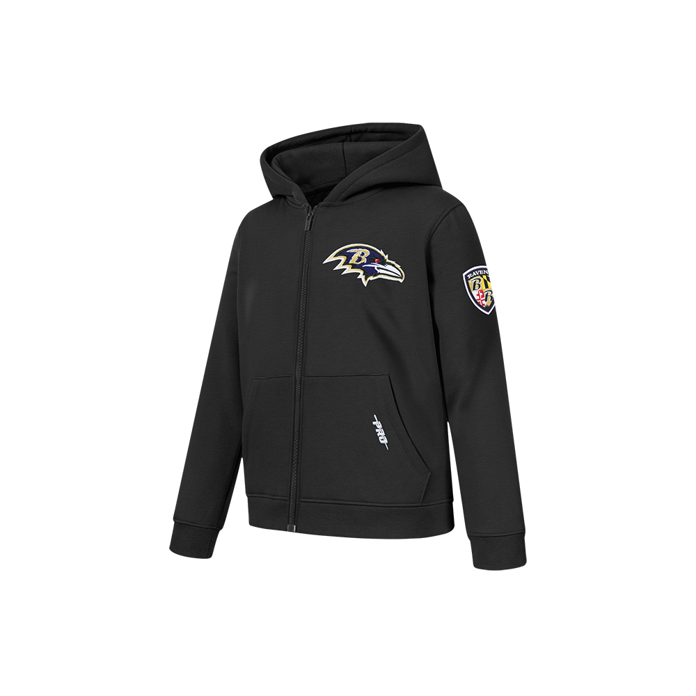 NFL BALTIMORE RAVENS CLASSIC LITTLE BOY'S FLC FZ HOODIE (BLACK)