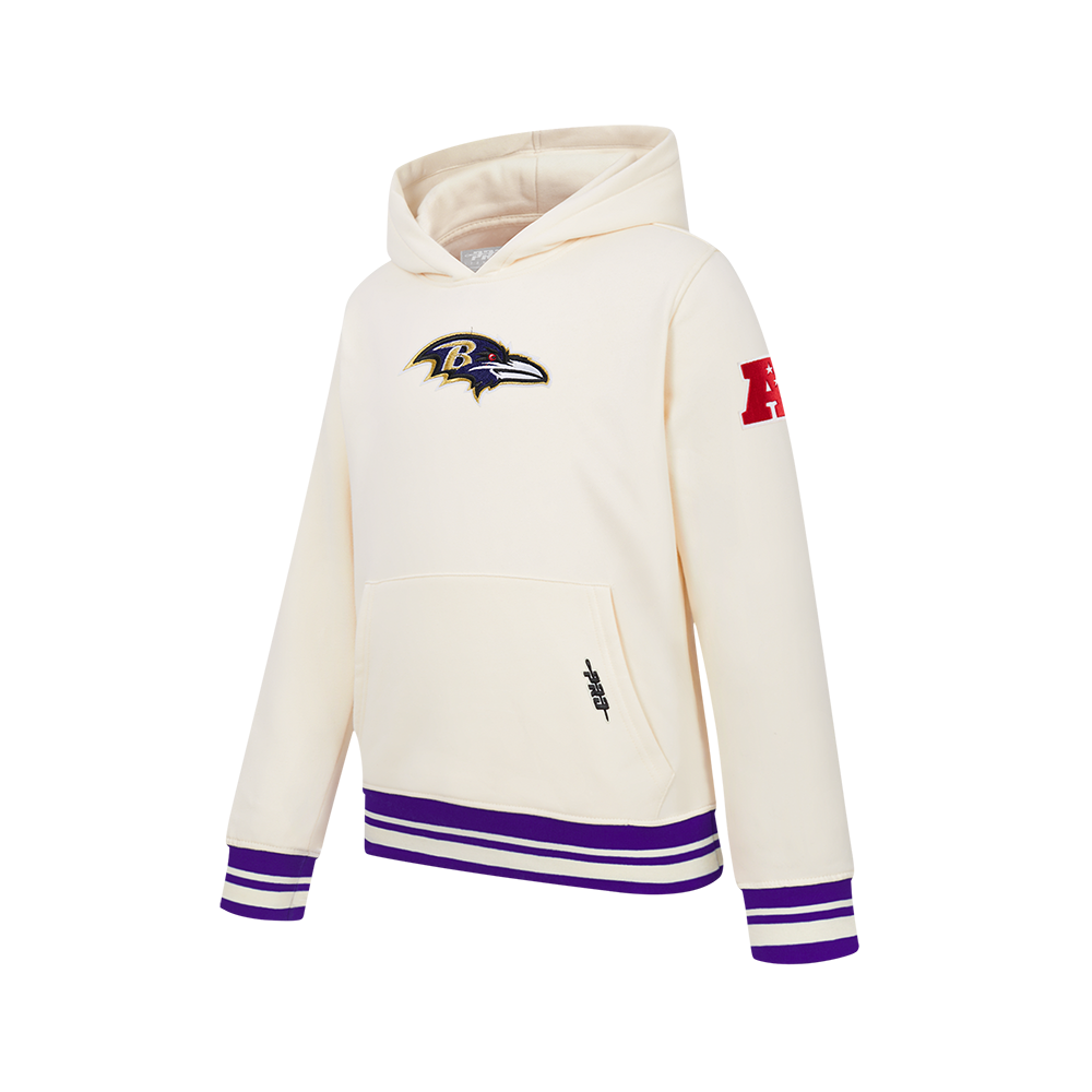 NFL BALTIMORE RAVENS RETRO CLASSIC LITTLE BOY'S RIB FLC PO HOODIE (EGGSHELL/ PURPLE)