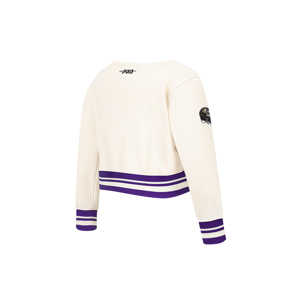 NFL BALTIMORE RAVENS RETRO CLASSIC LITTLE GIRL'S RIB FLC CREWNECK (EGGSHELL/ PURPLE)