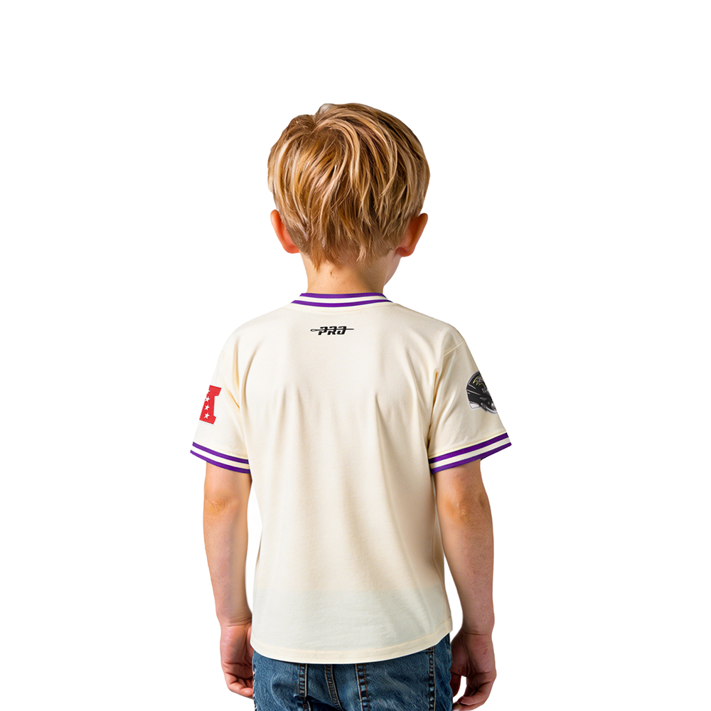 NFL BALTIMORE RAVENS RETRO CLASSIC TODDLER BOY'S SS STRIPED RIB TEE (EGGSHELL/ PURPLE)