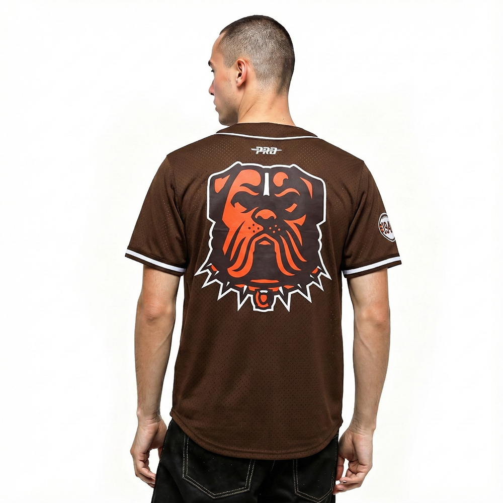 NFL CLEVELAND BROWNS CLASSIC MESH BUTTON DOWN SHIRT (BROWN)