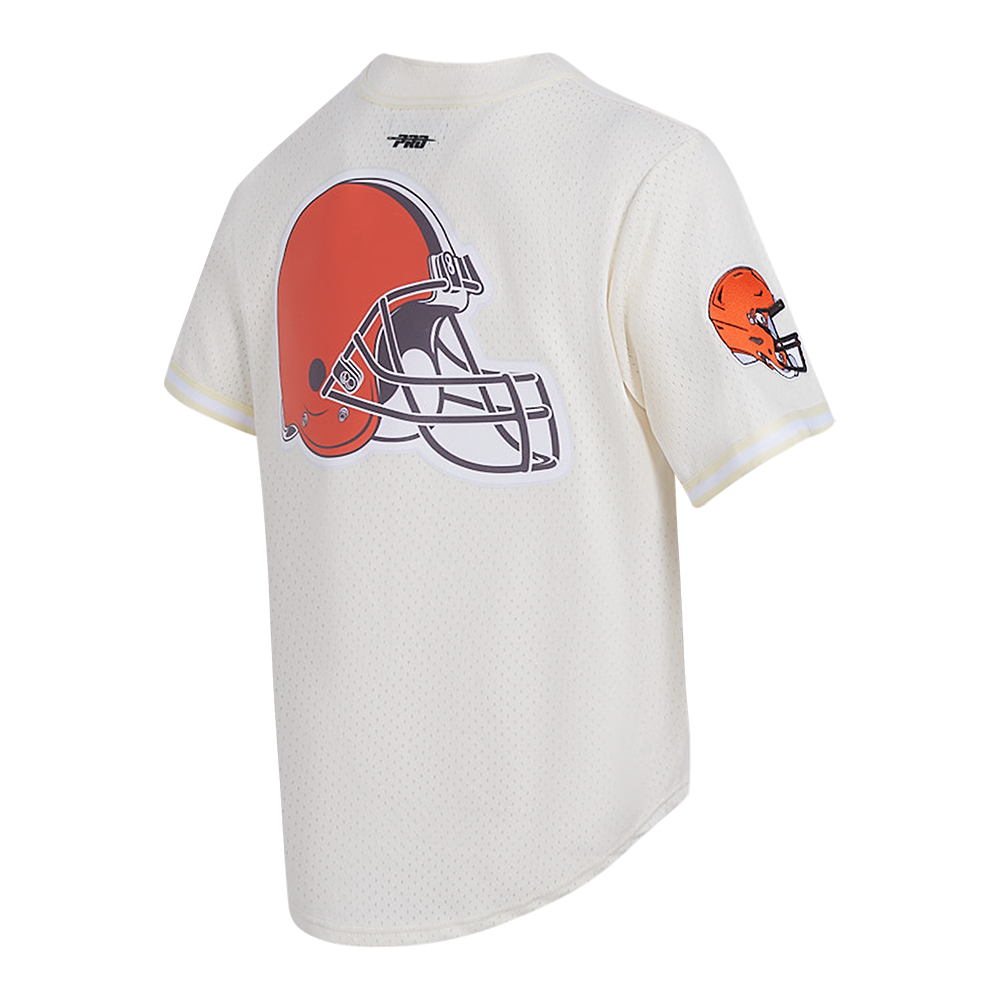 NFL CLEVELAND BROWNS CLASSIC MESH MEN S BUTTON DOWN SHIRT EGGSHELL Pro Standard