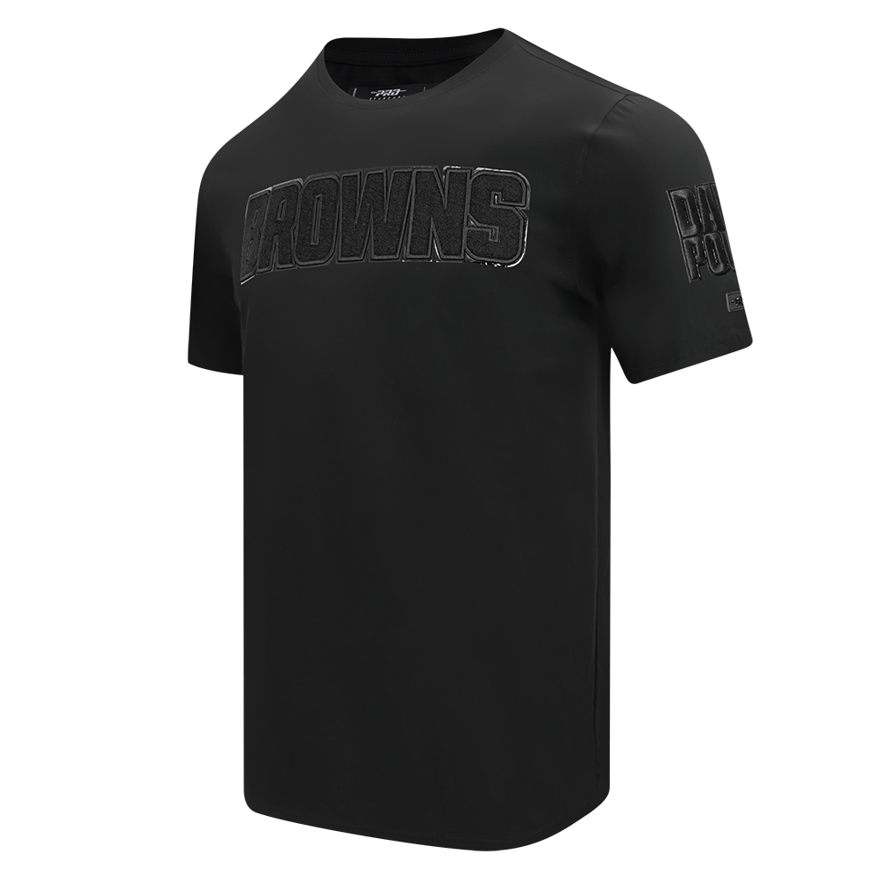 NFL CLEVELAND BROWNS TRIPLE BLACK LOGO PRO TEAM MEN'S TEE (TRIPLE BLACK)