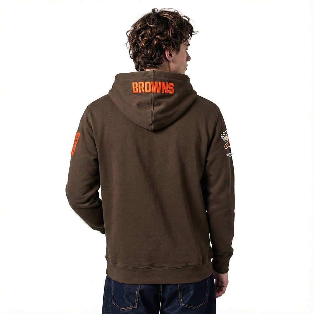 NFL CLEVELAND BROWNS OLD ENGLISH MEN'S PO HOODIE (BROWN)