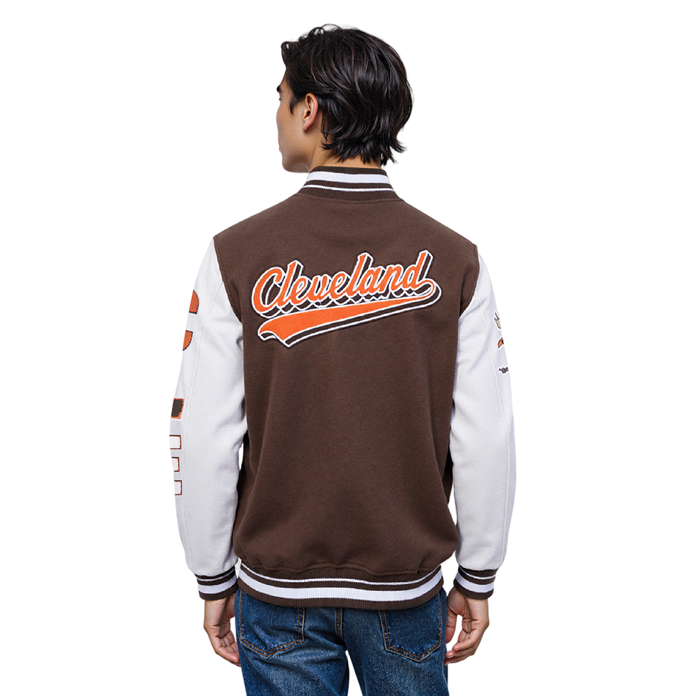 NFL CLEVELAND BROWNS SCRIPT TAIL MEN'S RIB WOOL VARSITY (BROWN/WHITE)
