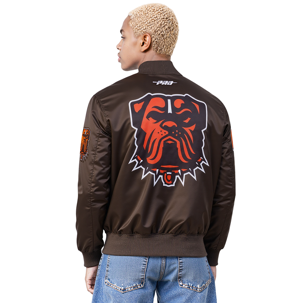 NFL CLEVELAND BROWNS CLASSIC SATIN MEN'S SATIN JACKET (BROWN)