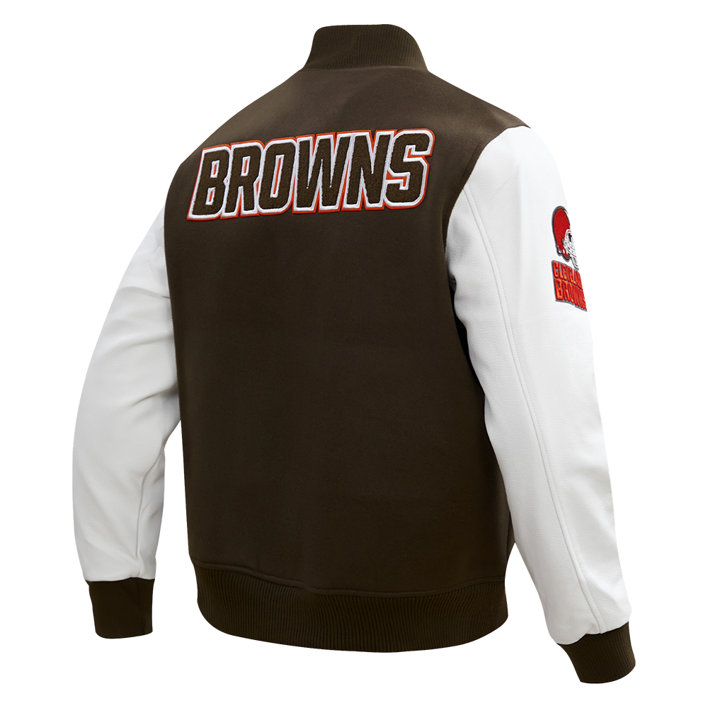 NFL CLEVELAND BROWNS CLASSIC WOOL VARSITY JACKET BROWN WHITE Pro Standard