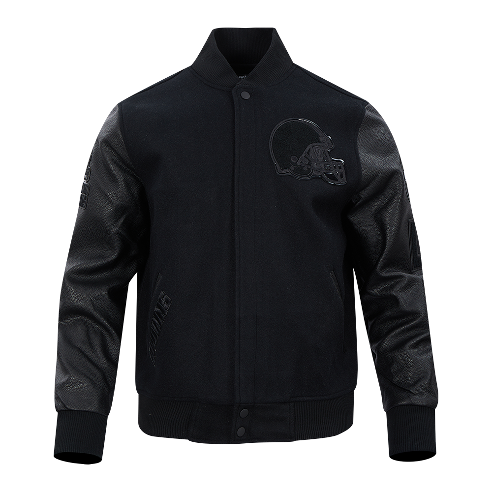 NFL CHICAGO BEARS TRIPLE BLACK LOGO MEN'S VARSITY JACKET (TRIPLE BLACK)