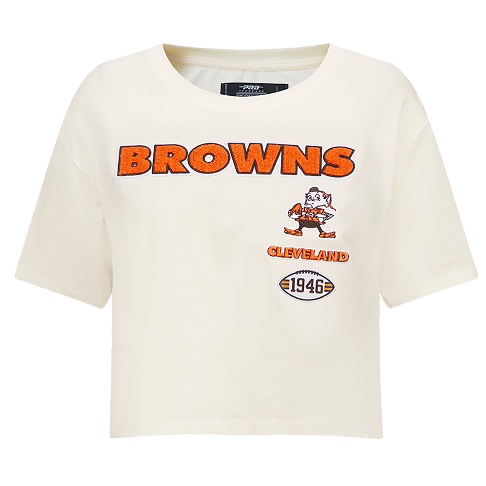 NFL CLEVELAND BROWNS RETRO CLASSIC WOMEN'S BOXY TEE (EGGSHELL)