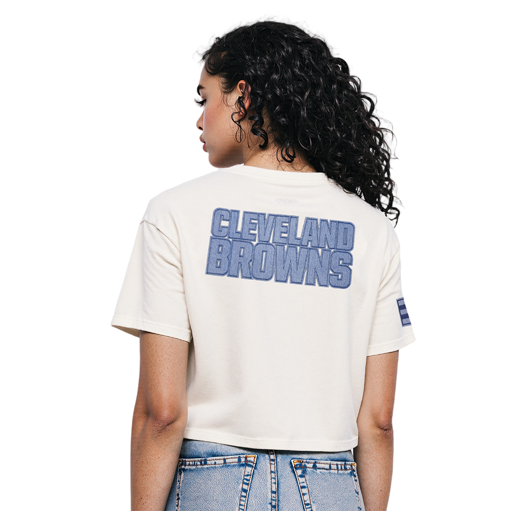 NFL CLEVELAND BROWNS VARSITY BLUES WOMEN'S  SJ BOXY TEE (LINEN)