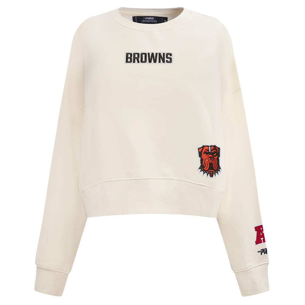 NFL CLEVELAND BROWNS WINGSPAN WOMEN'S FLC CREWNECK (EGGSHELL)