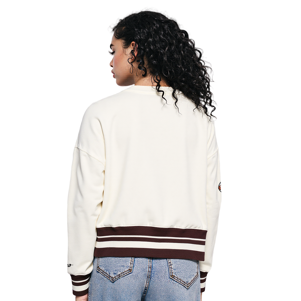 NFL CLEVELAND BROWNS RETRO CLASSIC WOMEN'S CREWNECK (EGGSHELL/BROWN)