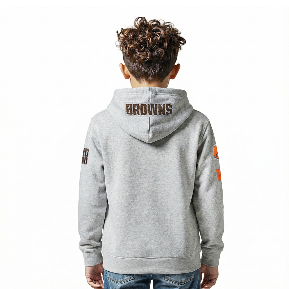 NFL CLEVELAND BROWNS CLASSIC LITTLE BOY'S FLC PO HOODIE (HEATHER GREY)