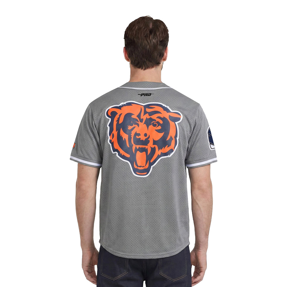 NFL CHICAGO BEARS SCRIPT TAIL MEN'S MESH BUTTON DOWN SHIRT (GRAY)