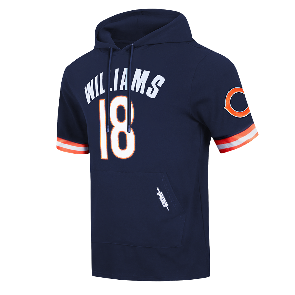 NFL CHICAGO BEARS CALEB WILLIAMS #18 CLASSIC MEN'S DOUBLE KNIT SHORT SLEEVE PULLOVER HOODIE