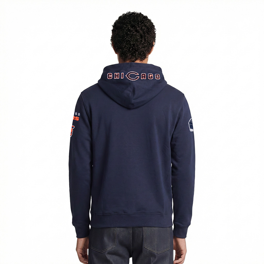 NFL CHICAGO BEARS CLASSIC CHENILLE MEN'S FULL ZIP HOODIE  (MIDNIGHT NAVY)