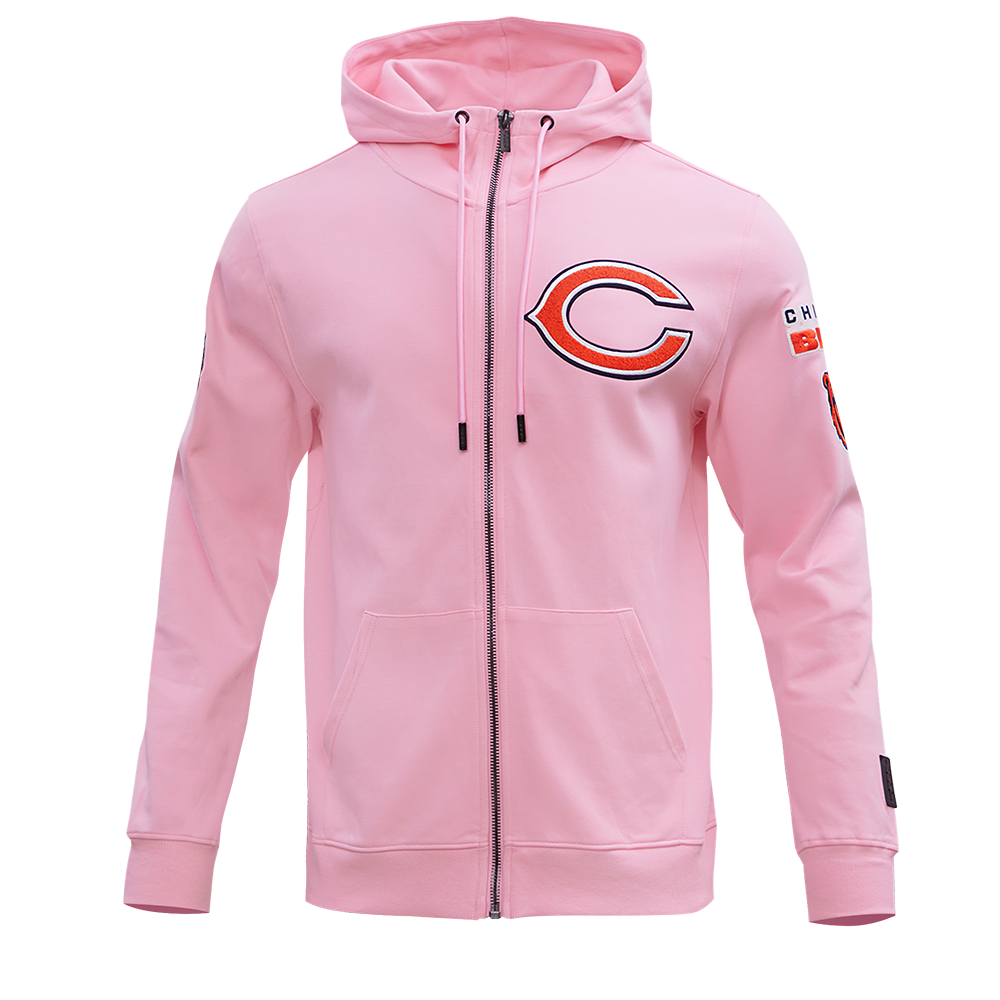 NFL CHICAGO BEARS CLASSIC CHENILLE MEN'S FZ HOODIE (PINK)