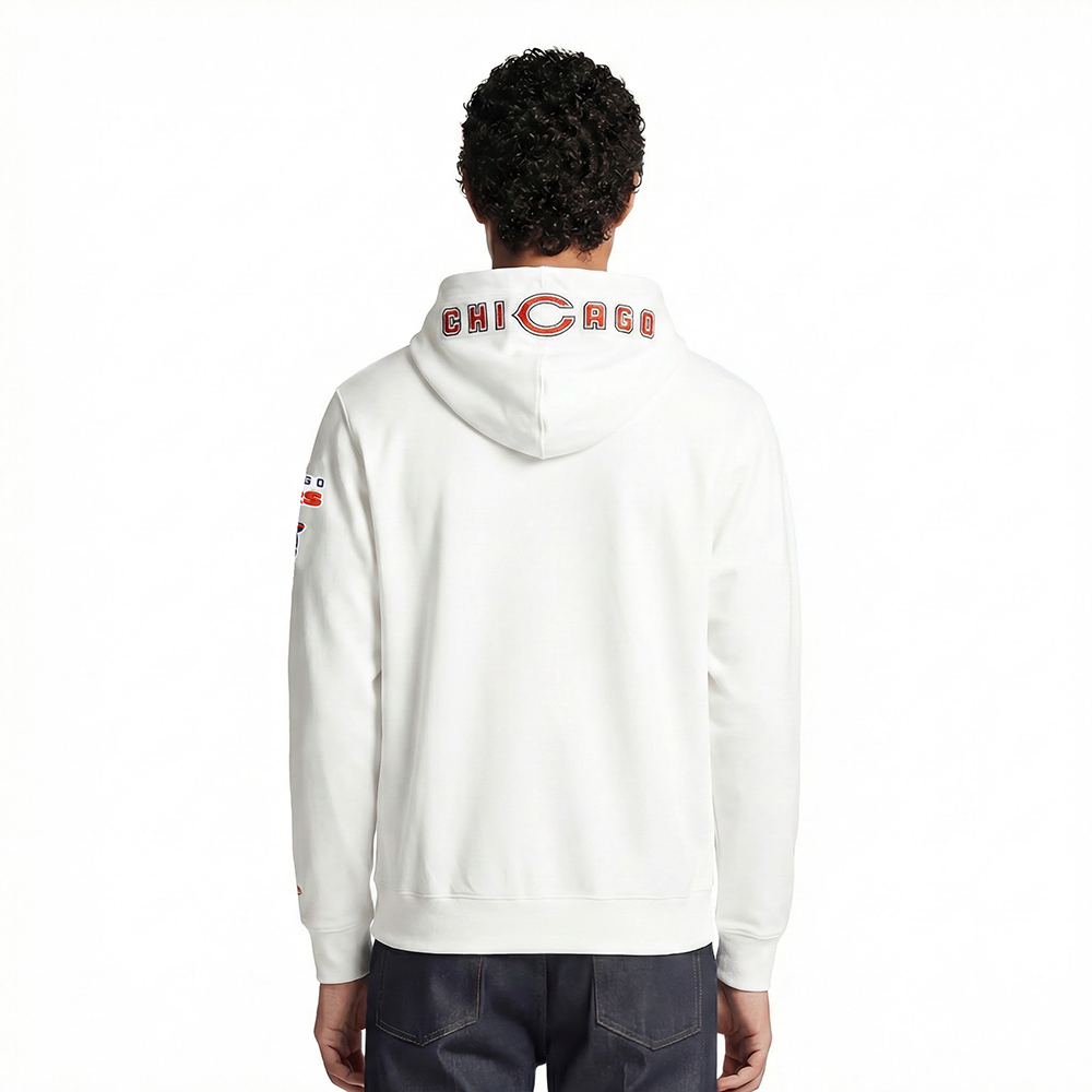 NFL CHICAGO BEARS CLASSIC CHENILLE MEN'S FULL ZIP HOODIE  (WHITE)