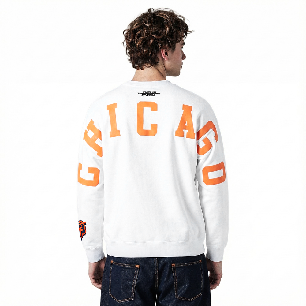 NFL CHICAGO BEARS WINGSPAN MEN'S DROP SHOULDER FLC CREWNECK (WHITE)