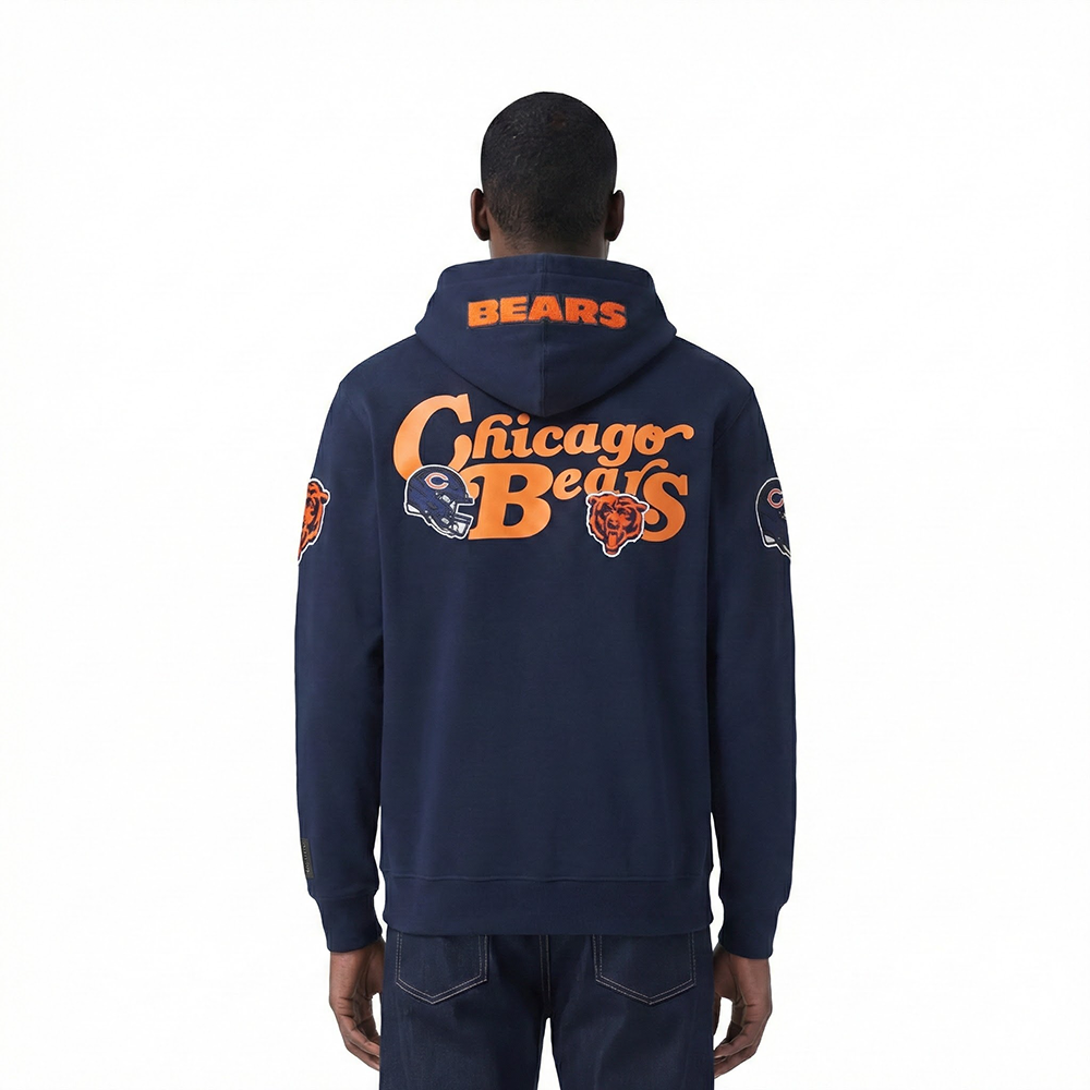 NFL CHICAGO BEARS SOUVENIR MEN'S FLEECE PULLOVER HOODIE (MIDNIGHT NAVY)